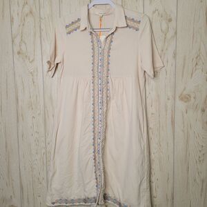 Orange Creek Cream Boho Short Sleeve Dress L